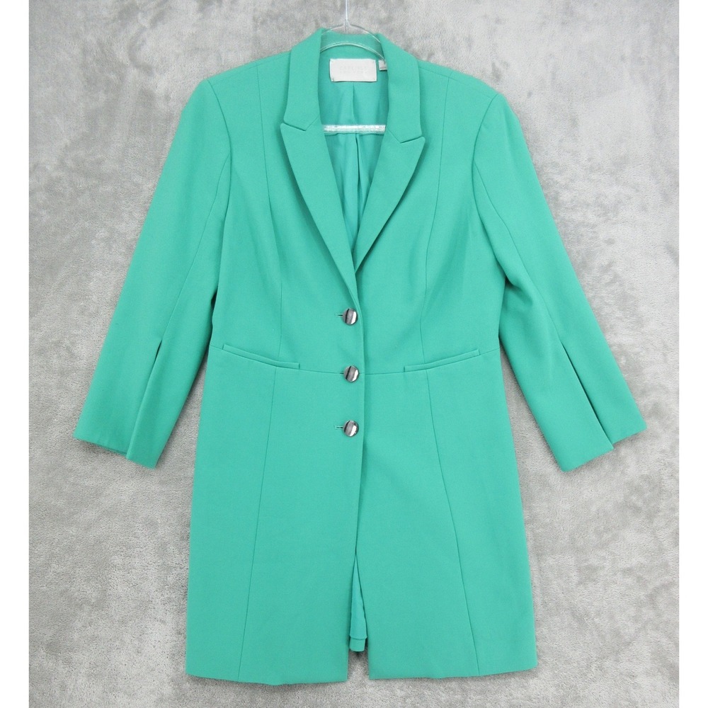 Carlisle Blazer Womens Size 6 Green Longline Button Office Career Quiet Luxury